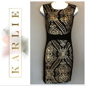 KARLIE black and gold sequined cocktail dress
